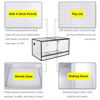 120 Gallon Bearded Dragon Tank, 48x24x24 Reptile Enclosure, Black - color: Black