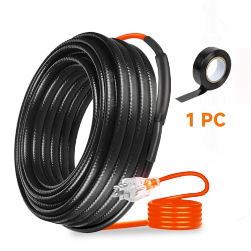 30FT Heating Cable for Metal and Plastic Home Pipes, Energy-efficient, Pipe Heat Tape for Water Pipes, Pipe Freeze Protection, Keeps Water Flowing at -40℉,120V (30FT) - size: 30FT