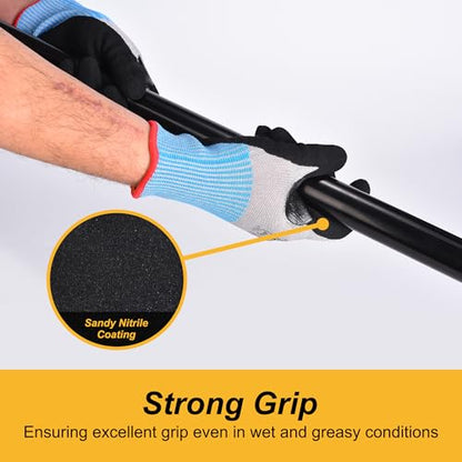 DINOPRO ANSI A9 Highest Level Cut Resistant Work Gloves for Extreme Protection,Cut Gloves with Reinforced Thumb, Non Slip,Breathable, Durable, Touch-screen,PFAS&Fiberglass Free, Grey 1 Pair (Large)