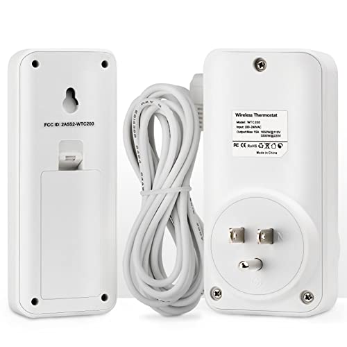 DIGITEN Wireless Temperature Controller Plug-in Thermostat Remote Control Reptile Thermostat Outlet with Temperature Sensor Wireless Thermostat for Home White - style: 2.Temperature is detected by the Outlet.
