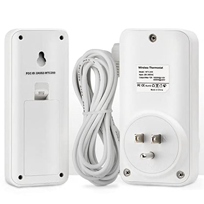 DIGITEN Wireless Temperature Controller Plug-in Thermostat Remote Control Reptile Thermostat Outlet with Temperature Sensor Wireless Thermostat for Home White - style: 2.Temperature is detected by the Outlet.