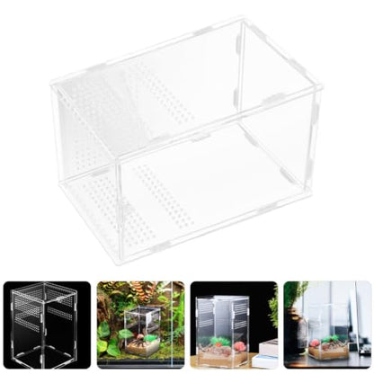 Acrylic Reptile Terrarium with Modular Design and Secure Lock, Well-Ventilated Breeding Box for Small Pets and Snakes, Easy Assembly Habitat Cage for Reptile and Spider Enclosure