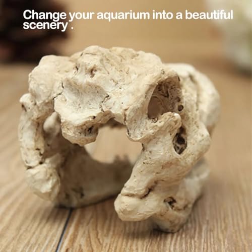 HEPBAK 1 Pcs Dragon Resin Aquarium/Terrarium Decoration Crocodile Skull for Fish Tank Resin Ornament Decorate Your Aquarium, White