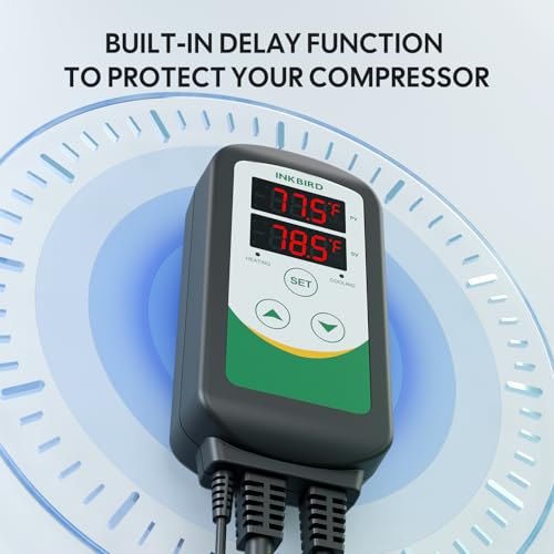 Inkbird 2025 Updated Temperature Controller, Reptile Thermostat ITC-308 Digital Heating and Cooling Temp Controller for Attic Fan, Carboy, Freezer, Grow Tent, Max 1100 W (110 V)