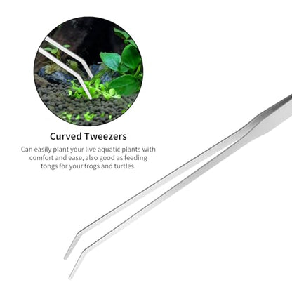 Ohtomber Aquascape Tools Aquarium Kit - 4PCS Terrarium Supplies Include Long Tweezers for Terrarium, Feeding Tongs, Aquarium Scissors, Algae Scraper for Fish Tank Cleaning Plant Trimming