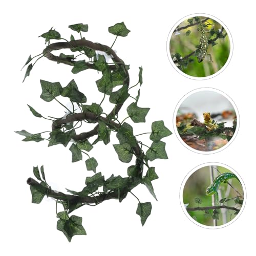 BESPORTBLE 1m Jungle Vines for Reptiles Flexible Artificial Habitat Decor with Suction Cups Includes Pu Vines and Leaves for Lizards Frogs Snakes and More Reptiles