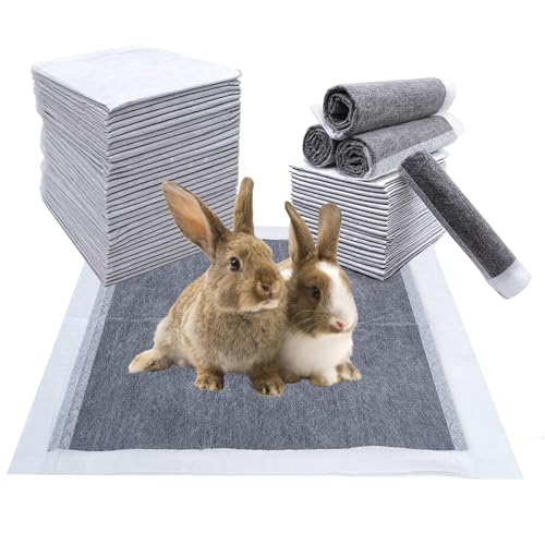 kathson 100Pcs Rabbit Pee Pads, 18" x13" Disposable Rabbit Diapers, Odor Control Pet Toilet Training Pads, Super Absorbent Charcoal Pet Disposable Diaper for Bunny, Hedgehogs, Hamsters, Chinchillas - color: Grey, size: 100pcs-18"x13"