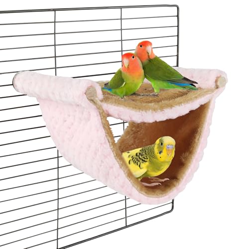 BWOGUE Winter Warm Bird Nest Bed Hanging Hammock Snuggle Hut Parrot House Tent Toy Bird Cage Perch for Parakeet Budgies Cockatiels Lovebird Cockatoo Finch Hamster Chinchilla Guinea Pig(Medium, Pink) - color: Pink, size: Medium (9"x7.2")