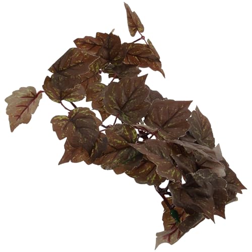 PRETYZOOM Artificial Hanging Plant for Reptile Tank with Suction Cup, Fake Decorative Leaves Pendant for Amphibian Habitat, Terrarium Ornament for Snakes Lizards Frogs Geckos