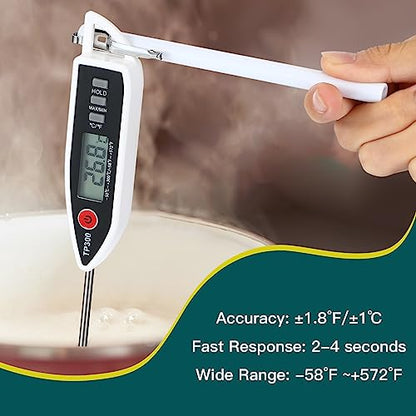 Copkim 6 Set Waterproof Food Thermometer for Water, Liquid, Candle and Cooking Digital Meat Thermometer with Long Probe Instant Read for Kitchen BBQ Grill Candy (Black,White,Red) - color: Black,White,Red