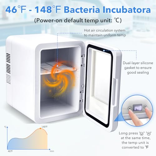 4L Lab Incubator with Clear Door, 46-148℉ Thermostatic Cabinet for Lab General Purpose, Petri Dishes, Egg Incubation, 110V
