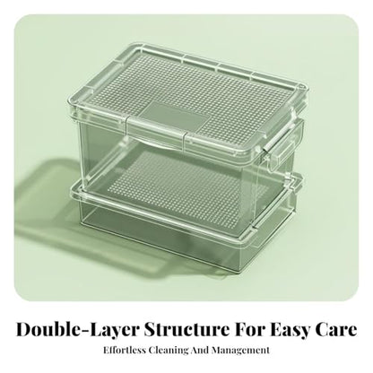 Reptile Feeding Box, Clear Ventilation Container for Mealworms and Crickets, 5.31 x 3.54 x 3.94 in