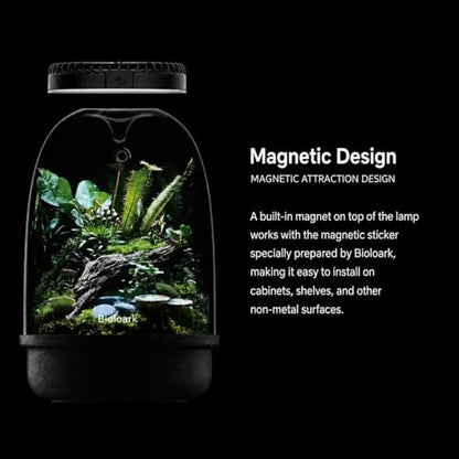 Bioloark LED Magnetic Plant Light, 5W USB Terrarium Lamp for Moss, Bio Bottle, Small Plant Display, 3 Light Colors, Dimmable Touch Control, No Stand Included - color: Magnetic light