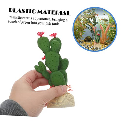 GANAZONO Artificial Cactus Plant for Fish Tank Realistic Plastic Decor Non-Fading Aquarium Ornament for Aquatic Landscapes and Reptile Terrariums