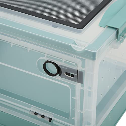 Foldable Reptile Feeding Tank, Ventilated Plastic Terrarium for Lizard Tortoise Frogs with Front Door and Mesh Top, Portable Habitat with Detachable Wheels for Small