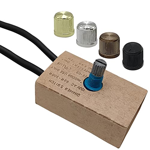 Zing Ear ZE-03 Inline Rotary Dimmer Switch for Table Lamp.Incandescent, 300W MAX Knob Switch Replacement Kit - size: Paper shell
