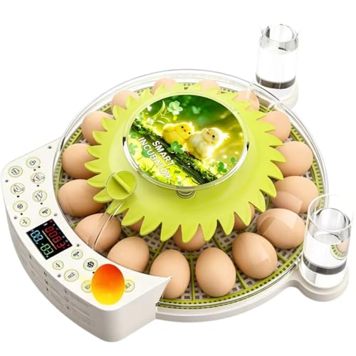 22 Eggs Smart Incubator, One-Click Hatching, Automatic Temp Humidity Control, Auto Egg Turner, Built-in Egg Candler, Music Reminder Poultry Hatcher for Chicken Duck Quail Pigeon Classroom Home Use