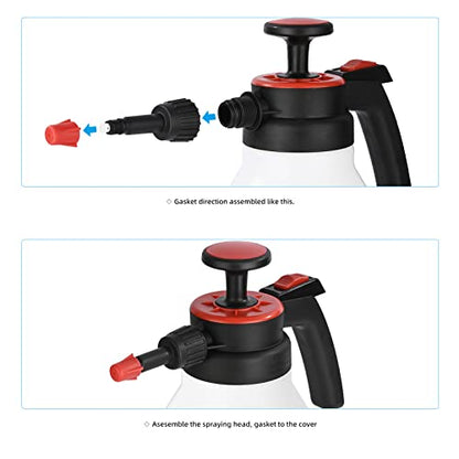 FOSHIO 0.53 Gallon Garden Pump Sprayer, 2L Portable Hand Pump Pressure Water Spray Bottles with Adjustable Nozzle Trigger Lock Sprayer for Home, Lawn and Car Detailing