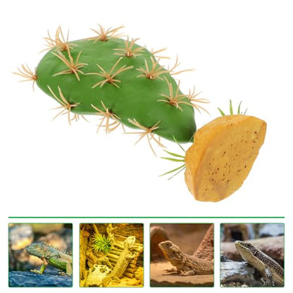 COLLBATH Artificial Reptile Plants for Terrarium Decor, Simulated Cactus and Succulent Habitat Accessories for Lizard and Amphibian Tanks, Plastic Aquarium Plant Decoration for Reptile