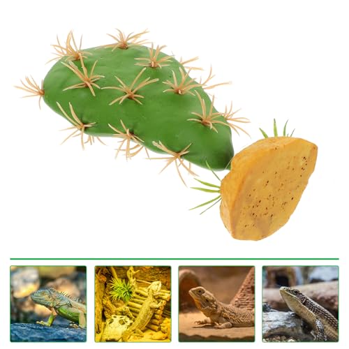 Abaodam Reptile Tank Artificial Cactus Plant for Reptile Habitats, Sturdy Plastic Terrarium Decor for Amphibian and Lizard Tank Supplies