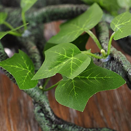 IBWell Resin Reptile Corner Branch with Rock, Amphibian Lizard Snake Climbing Ornament, Lifelike Terrarium Plant Decoration with Suction Cup - style: vines