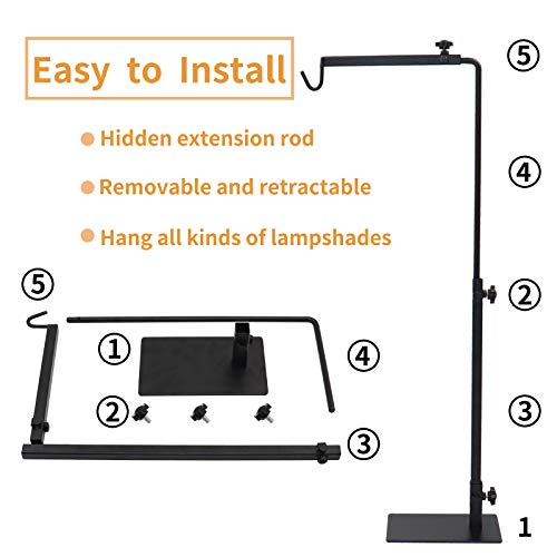 Reptile Lamp Stand, Landing Lamp Stand Bracket with Base, Adjustable Floor Light Holder, Durable Metal Lamp Support for Lizards, Turtles, Snakes, Spiders, Amphibians and Other Cold-Blooded Animals (M)