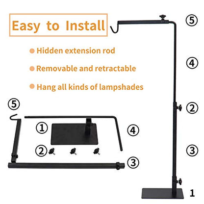 Reptile Lamp Stand, Landing Lamp Stand Bracket with Base, Adjustable Floor Light Holder, Durable Metal Lamp Support for Lizards, Turtles, Snakes, Spiders, Amphibians and Other Cold-Blooded Animals (M)