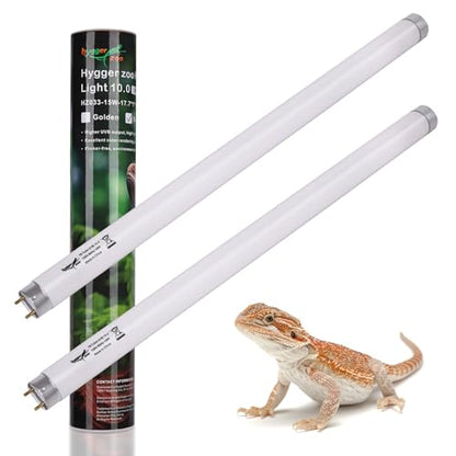 2-Pack UVB Reptile Light 10.0 Bulb 15W T8 Fluorescent Desert Lamp UVA for Bearded Dragon Tortoise Reptile & Amphibian - size: T8 15W 2PCS