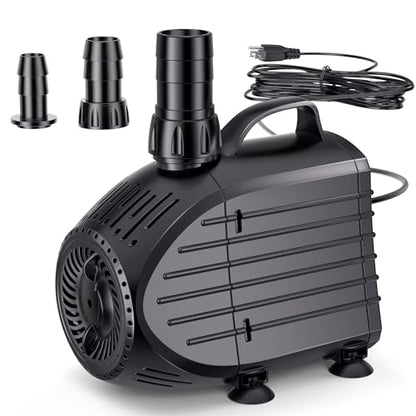 NFESOLAR Ultra Quiet Submersible Water Pump 1200GPH Size 6.7Lx4.3Wx4.7H in | 100W Pond Pump with Dry Burning Protection, 10ft Cord, 11ft High Lift for Fountains, Waterfall, Hydroponics, Aquariums KF208 - size: 1200GPH