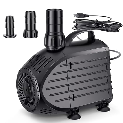 NFESOLAR Ultra Quiet Submersible Water Pump 1200GPH Size 6.7Lx4.3Wx4.7H in | 100W Pond Pump with Dry Burning Protection, 10ft Cord, 11ft High Lift for Fountains, Waterfall, Hydroponics, Aquariums KF208 - size: 1200GPH
