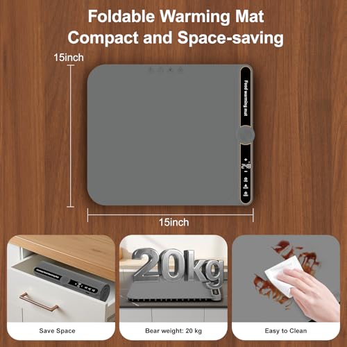 Small Food Warming Mat Portable Soft Food Warmers for Parties,Fermentation,Thaw,Countertop Electric Warming Mat for Food 9-Level Precise TEMP Control Keep Warming Last 18 Hours(Grey) - size: Grey-Small