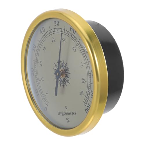 Mikikit Analog Hygrometer 72mm Gold No Battery Humidity Gauge Passive Indoor Humidity Monitor for Terrarium Greenhouse Guitar Case