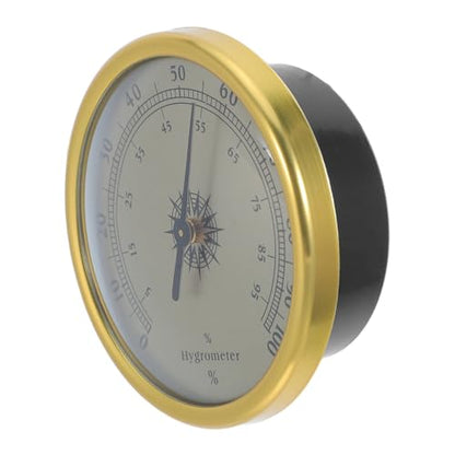 Mikikit Analog Hygrometer 72mm Gold No Battery Humidity Gauge Passive Indoor Humidity Monitor for Terrarium Greenhouse Guitar Case