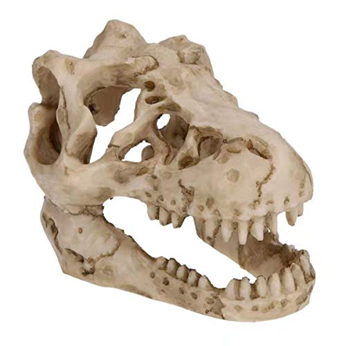 2Pcs Aquarium Decoration Dinosaur Skull Skeleton Fish Tank Cave Pet Reptile | Desert Reptile Bearded Dragon Snake Tank Decor Hideaway for Fish Natural Look Fun Underwater Environment