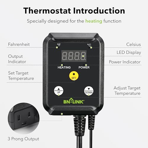 BN-LINK Seedling Heat Mat with Thermostat Controller Combo Set,6 Pack 10" x 20.75" Plant Heating Mat for Seed Starting with Temperature Control for Indoor Growing, Plants Germination