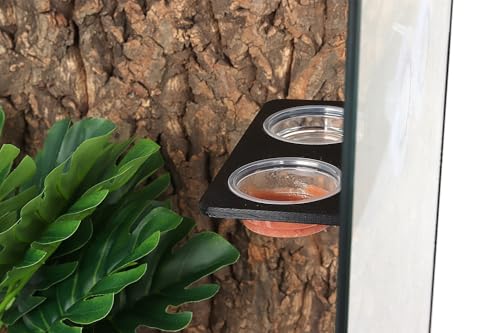 Crested Gecko Feeding Ledge with 10PCS Gecko Food Water Dish - Black - color: Black