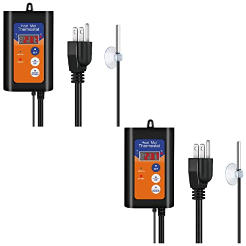 iPower 2 Pack Heat Mat Controller with Digital Thermostat for Plants Germination and Indoor Seed Starting, 1000W-Orange, Black - size: 1000W-Orange, style: 2 Pack