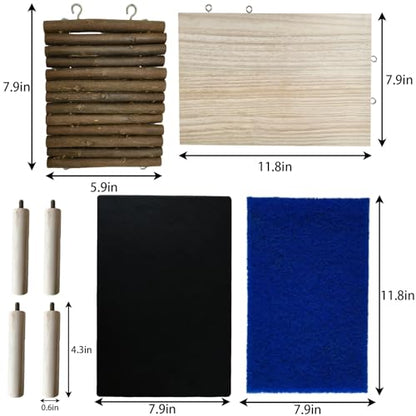 Wooden Bearded Dragon Platform Reptile Basking Platform Climbing with Slate Stone Tank Accessories for Leopard Gecko Lizard Tortoise Snake (Large Applewood) - size: Large(B)