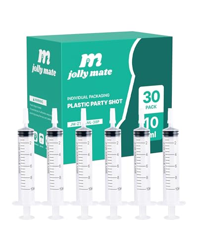JollyMate 30 Pack 10ml Oral Syringe for Liquids, 10cc Oral Syringes without Needle with Cap Individually Wrapped for Pet Feeding, Scientific Labs, Measuring Liquids, Oil & Glue Dispenser - style: 10ml