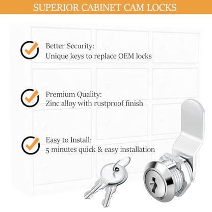 1 Pack Premium Cabinet Cam Locks Keyed Alike - Zzbety 5/8 Inch Cabinet Locks for Secure Files Drawers Mailbox RV Camper Door Tool Box (Zinc Alloy) - size: 5/8 Inch