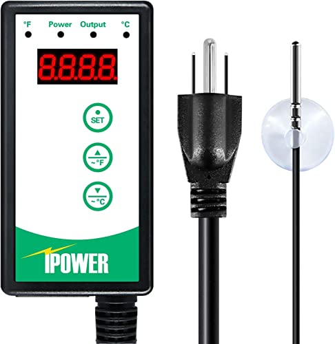 iPower Digital Thermostat Controller for Heat Mat, Seed Germination, Reptiles and Brewing Breeding Incubation Greenhouse, 40-108°F - size: 1000W-Green, style: 1 Pack
