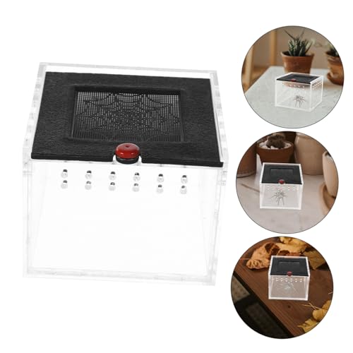 Kisangel Acrylic Reptile Feeding Box Escape Magnet Door Breeding Case for Lizards Geckos and Insects Habitat for Reptiles and Pets