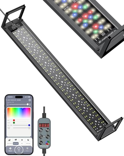 Pawfly Aquarium Light for Plants, 24 W Bluetooth Fish Tank Light, Full Spectrum Aquarium Lights for 30"-36" Fish Tanks, Extendable 24/7 LED Lights with Timer Modes & Adjustable Brightness - color: App control, size: 30" to 36"