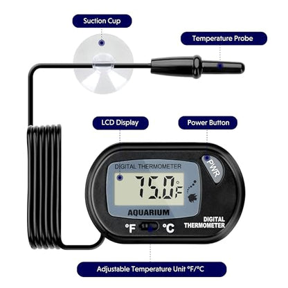 iPower 4 by 7-Inch 4W Reptile Heat Mat, LCD Digital Aquarium Thermometer, Under Tank Warmer Terrarium Heat Pad for Turtles Lizards Frogs and Other Small Animals, Multi Sizes - size: 4 X 7 Inch, style: Pad + Thermometer