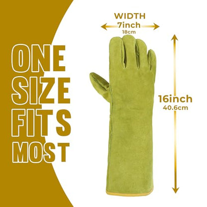 HANDLANDY Animal Handling Gloves, Bite-Proof, Scratch-Resistant, Pet Gloves for Dogs, Cats, Falconry, Gardening - color: Ginger Yellow, size: 16 Inches