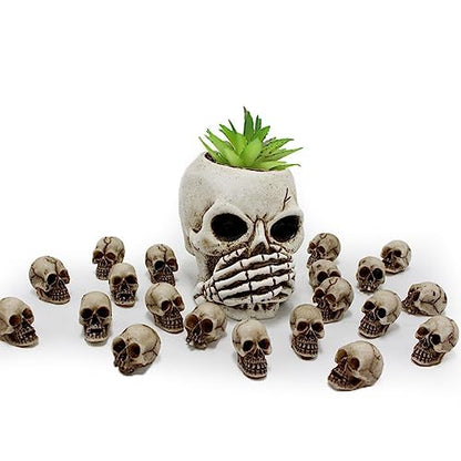 Eforcase 20PCS Miniature Skulls Heads Halloween Figurines Skeleton Skull Statues Ornament Halloween Prank Props Halloween Trick Toy Favors Crafts, Decoration for Desktop, Halloween and Easter