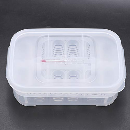 12 Grids Reptiles Eggs Incubator Tray, Amphibians Hatchery Box with Thermometer, Reptile Breeding Box, Incubation Box for Hatching Snake Lizards Turtle Gecko Egg