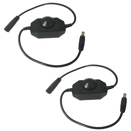 2pcs DC 12V-24V 3A LED Strip Dimmer Switch LED Tape Dimmer Controller PWM Rotary Dimmer 5.5mm x 2.1mm DC Jack for COB LED Strip SMD 5050 3528 2835 5630 LED Ribbon LED String Light, Black - color: Black(2pcs)