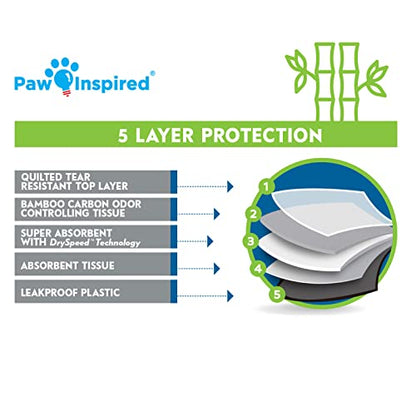 Paw Inspired Disposable Guinea Pig Cage Liners | Bamboo Charcoal Odor Controlling | Super Absorbent Liners Pee Pads for Ferrets, Rabbits, Hamsters, and Small Animals (28" x 17" (C&C 2 x 1), 24 Count) - size: 28x17" (C&C 2x1) - 24 ct