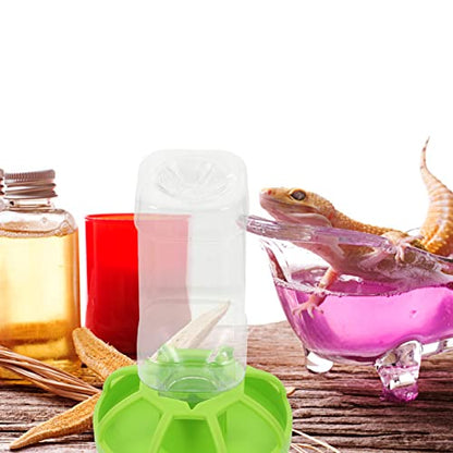 Happyyami 2sets Reptile Water Feeders for Tortoises and Lizards Plastic Water and Food Bowls Enclosure for Easy Drinking and Eating for Small Reptile Pets